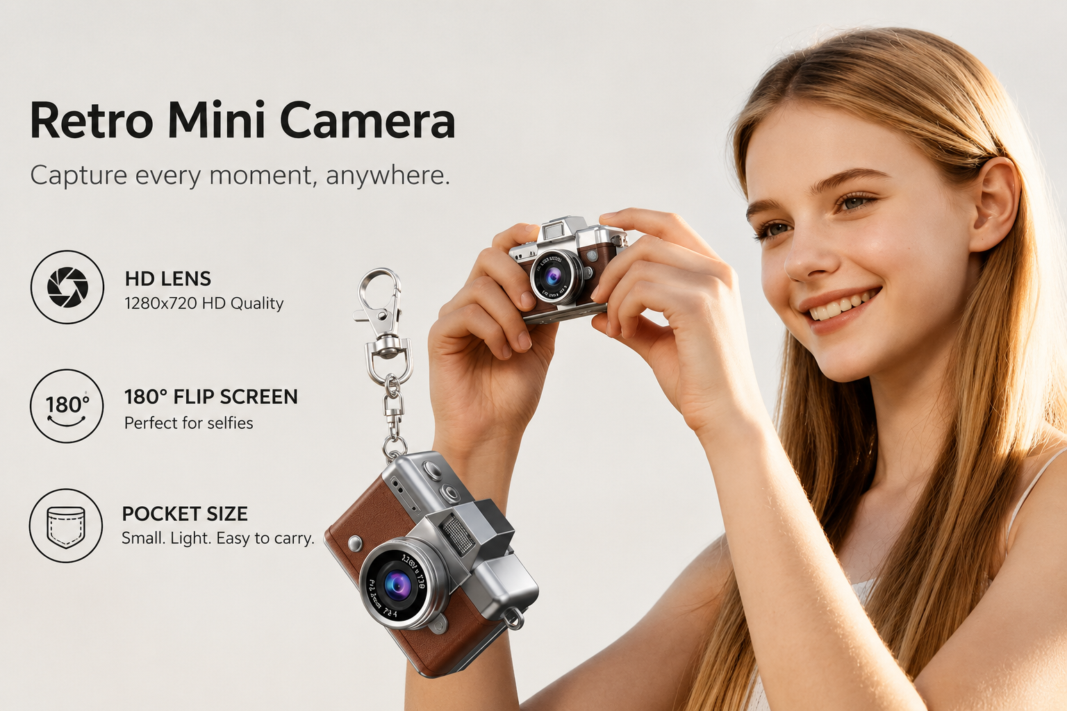 Thumb Keychain Camera 1.47 Inch Flip Screen Retro CCD Mini Digital Camera HD Very Small Camcorder Video Recorder