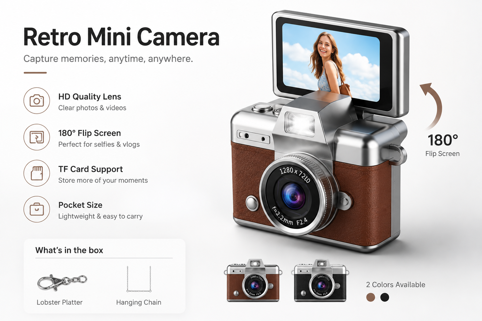 Thumb Keychain Camera 1.47 Inch Flip Screen Retro CCD Mini Digital Camera HD Very Small Camcorder Video Recorder