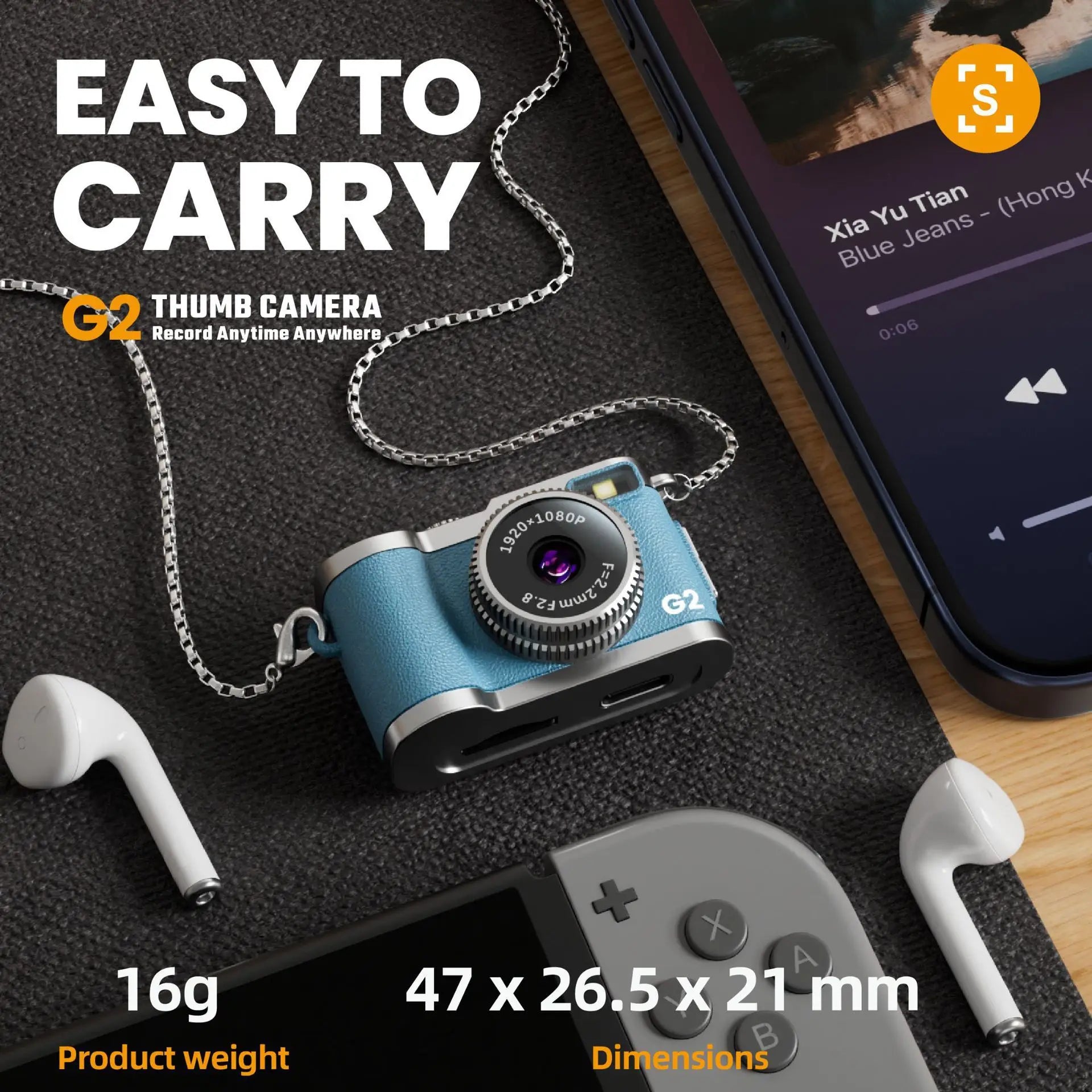 Mini Thumb Camera Retro Digital Camera 1080P Video Portable Travel Vlog Anti-Shake Camera Support SD Card with Screen for Kids